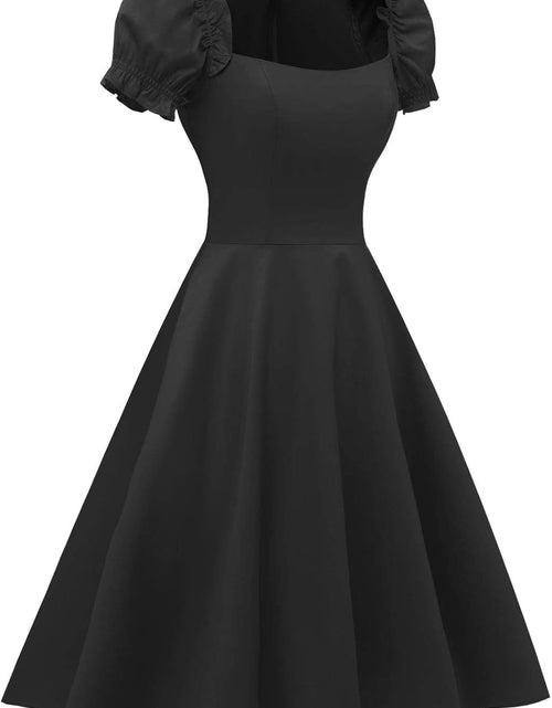 Load image into Gallery viewer, Women&#39;S Puff Short Sleeve 1950S Party Dresses Square Neck Aline Dress with Pockets
