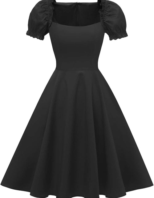 Load image into Gallery viewer, Women&#39;S Puff Short Sleeve 1950S Party Dresses Square Neck Aline Dress with Pockets
