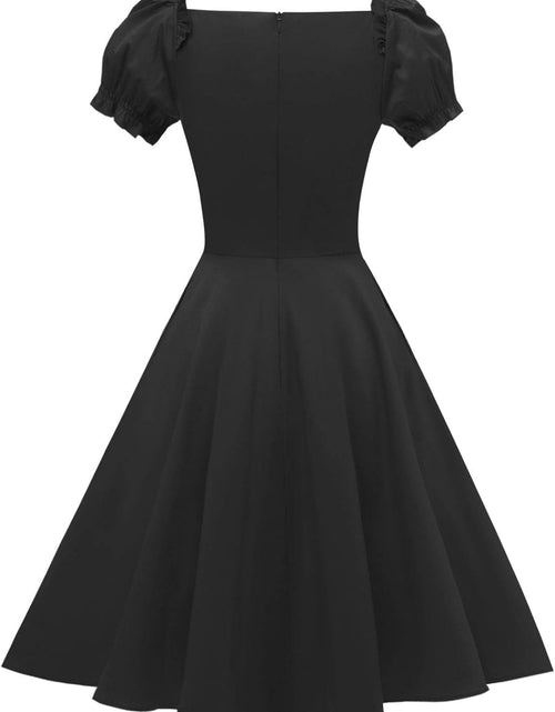 Load image into Gallery viewer, Women&#39;S Puff Short Sleeve 1950S Party Dresses Square Neck Aline Dress with Pockets
