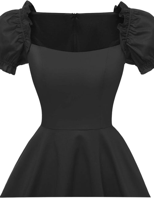 Load image into Gallery viewer, Women&#39;S Puff Short Sleeve 1950S Party Dresses Square Neck Aline Dress with Pockets
