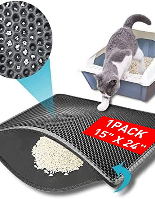 Load image into Gallery viewer, Cat Litter Mat, 15X24 Inch Litter Box Mat,Honeycomb Double Layer Trapping Litter Mat Design,Waterproof Urine Proof Kitty Litter Mat,Easy Clean Scatter Control (Grey, 15X24 Inch (Pack of 1))

