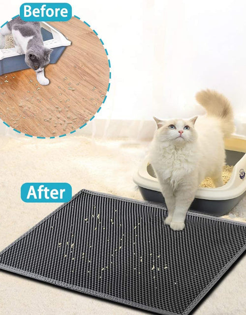 Load image into Gallery viewer, Cat Litter Mat, 15X24 Inch Litter Box Mat,Honeycomb Double Layer Trapping Litter Mat Design,Waterproof Urine Proof Kitty Litter Mat,Easy Clean Scatter Control (Grey, 15X24 Inch (Pack of 1))

