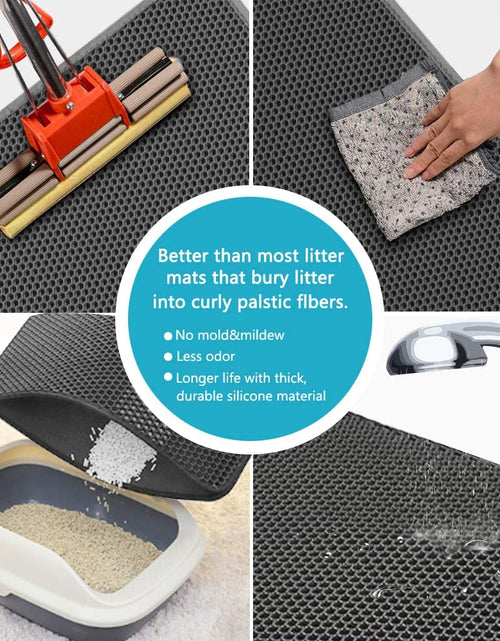 Load image into Gallery viewer, Cat Litter Mat, 15X24 Inch Litter Box Mat,Honeycomb Double Layer Trapping Litter Mat Design,Waterproof Urine Proof Kitty Litter Mat,Easy Clean Scatter Control (Grey, 15X24 Inch (Pack of 1))
